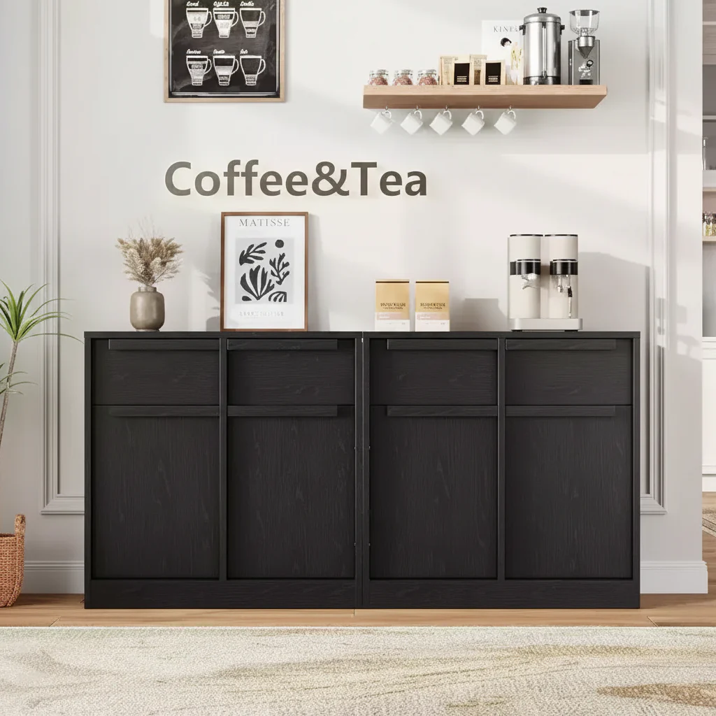 Sideboard Buffet Cabinet with Drawers, Large Coffee Cabinet with Storage, Modern Wood Buffet Cabinet for Kitchen Dining Room