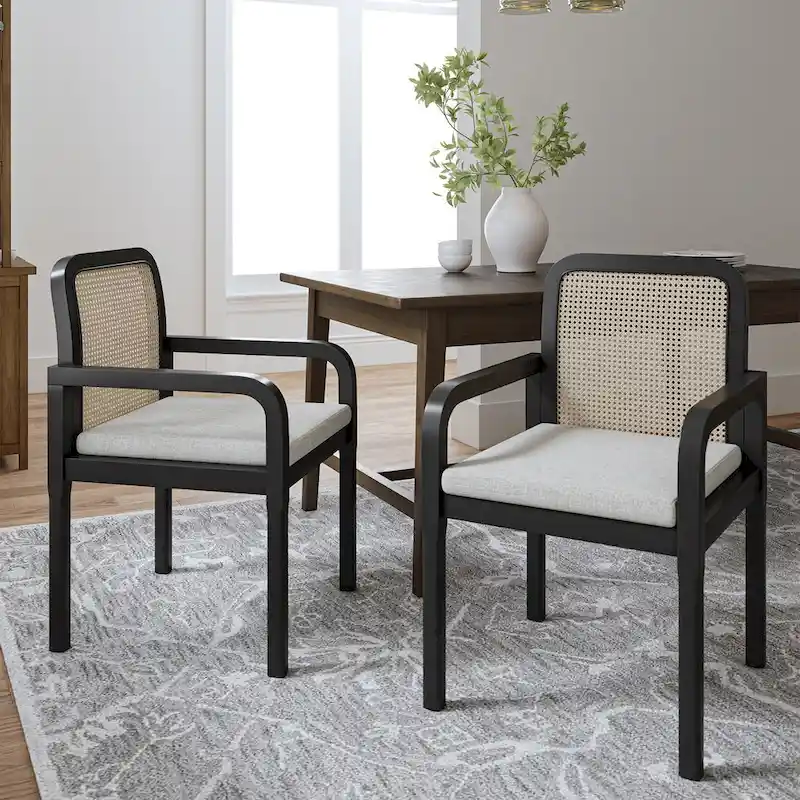 Antoine Modern Ratten Back Dining Chair with Removable Cushion by HULALA HOME