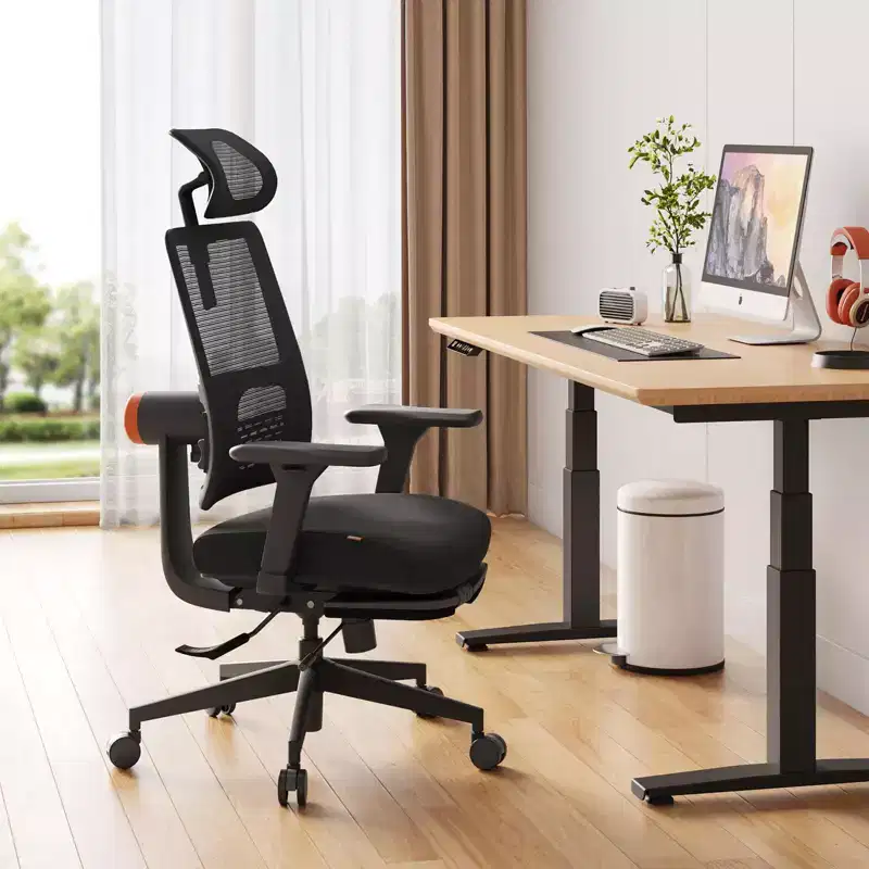 Ergonomic Office Chair with Footrest - Auto-Following Lumbar Support, 4D Armrest, Adjustable Seat