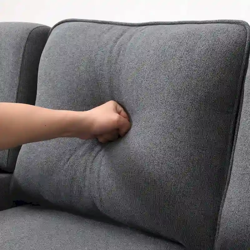 4-Seater Modern Linen Fabric Sofa with Armrest Pockets and 4 Pillows