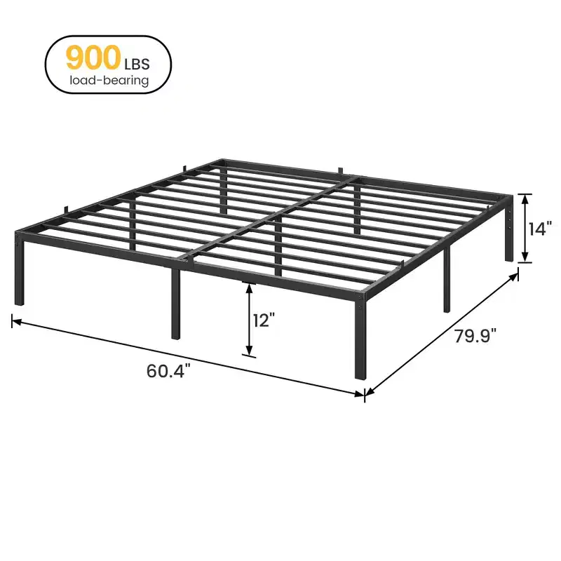 Metal Bed Frame,Heavy Duty Platform Bed w/Storage Space,Easy Assembly, No Box Spring Needed,Idea for Small Space