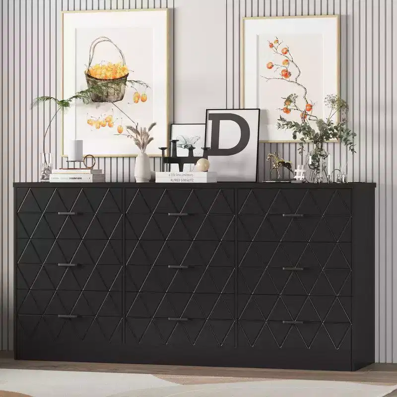 9 Drawer Dresser, 63 Dresser for Bedroom with Power Outlet, Modern Drawer for Hallway, Living Room