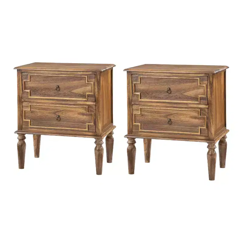 Tikal 28 Tall 2-Drawer End Table Set of 2 | HULALA HOME-WALNUT