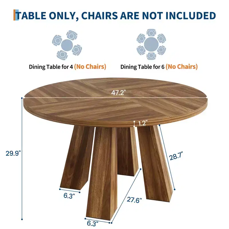 Dining Table for 4, 47 Inch Kitchen Table