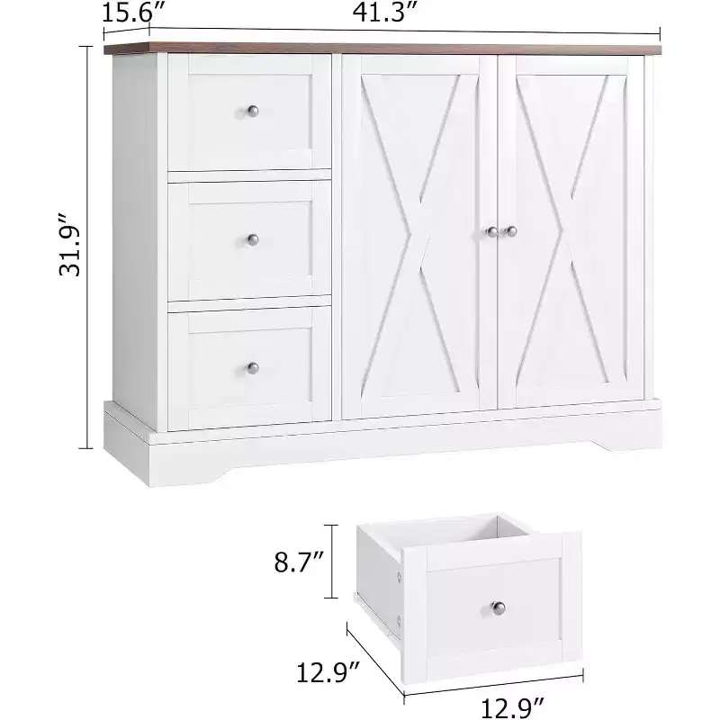 COZONY Sideboard Buffet Cabinet with Storage, Kitchen Cabinet with Drawers and Doors, Multi-Functional Coffee Bar Cabinet for Living Room Dining Room