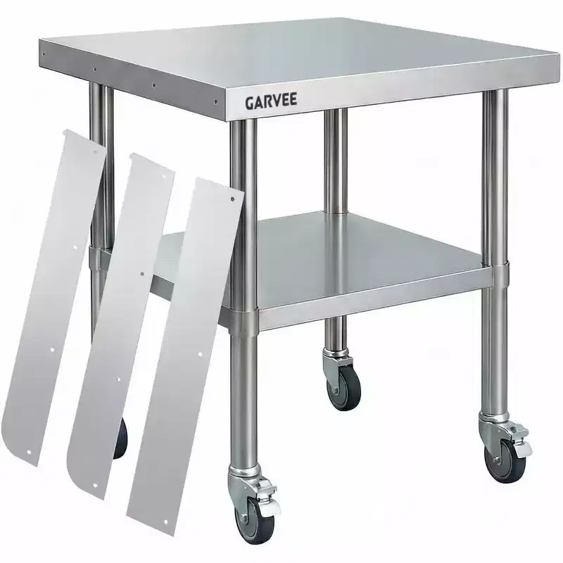 Stainless Steel Table for Prep & Work with Caster Wheels,Metal Commercial Kitchen Heavy Duty Table with Adjustable Under Shelf for Restaurant