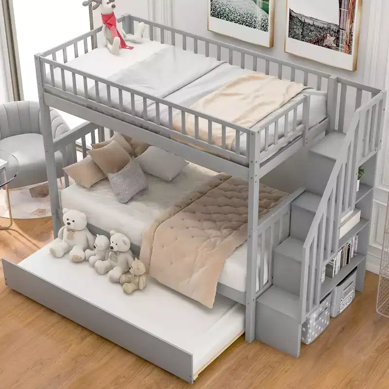 GDFStudio Ramirez Bunk Bed with Trundle and Storage