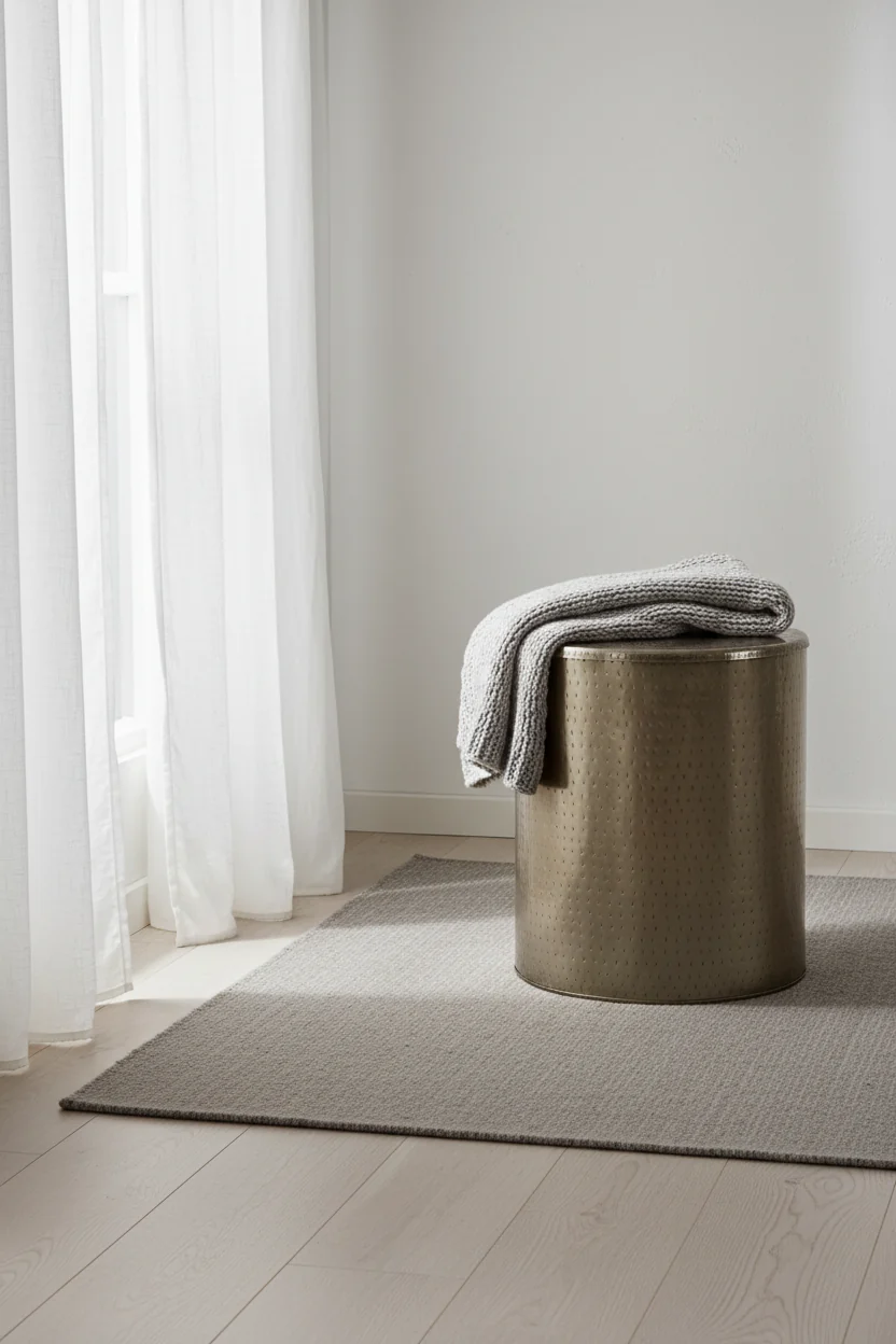 Drum Iron End Table Silver