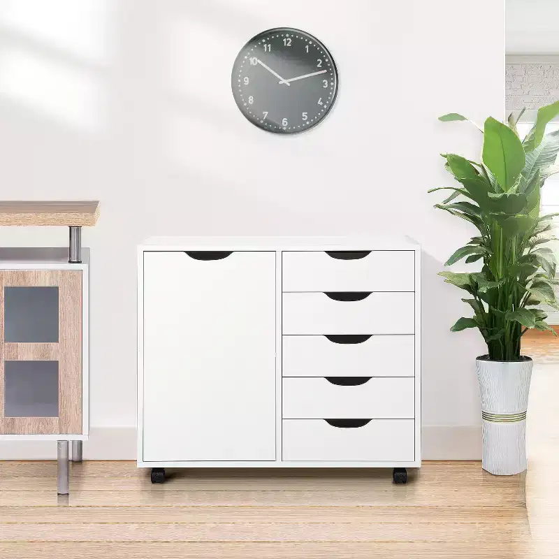 5-Drawer Office File Storage Cabinet with Shelves & Mobile Drawers