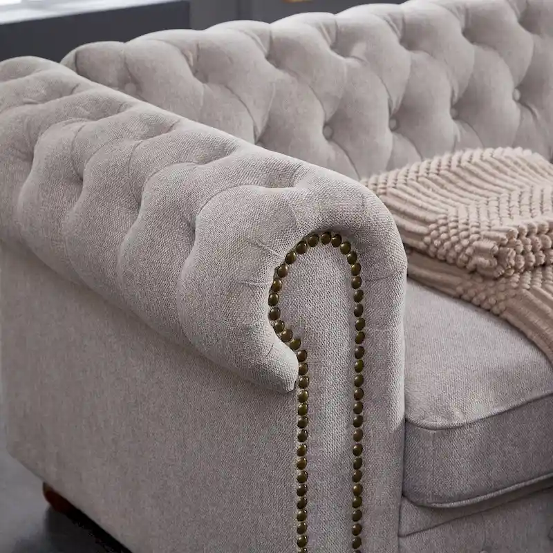 Chesterfield Linen Fabric Sofa