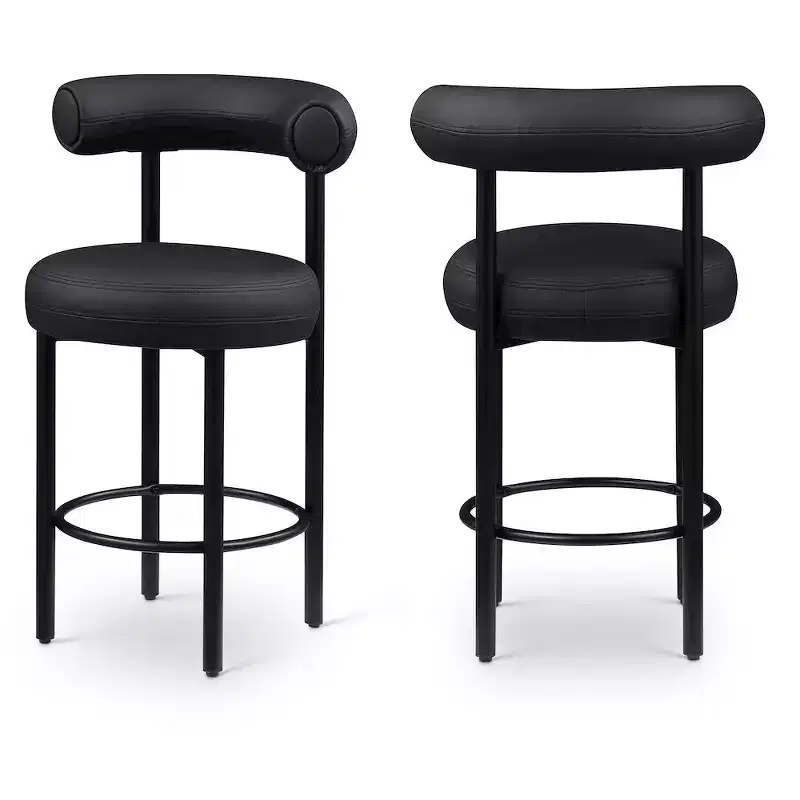 ,Bordeaux Black Vegan Leather Counter Stool,