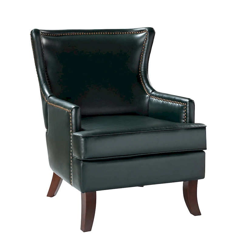 Angeles Mid-century Modern Ergonomic Vegan Leather Armchair with Wingback by HULALA HOME