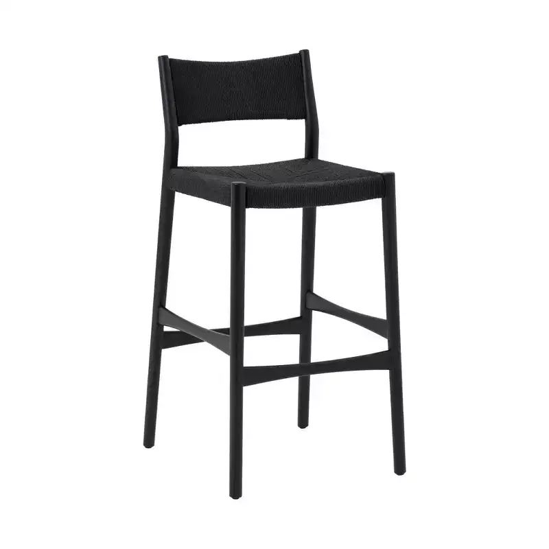 Armen Living Erie Woven Paper Cord and Wood Counter Height Barstool