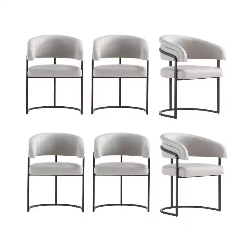 Manhattan Comfort Set of 6 Augusta Modern Leatherette Upholstered Dining Chairs