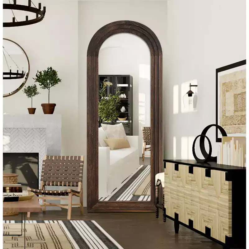 Wood Frame Arch Top Full Length Leaning Mirror - 71 x 31 in.