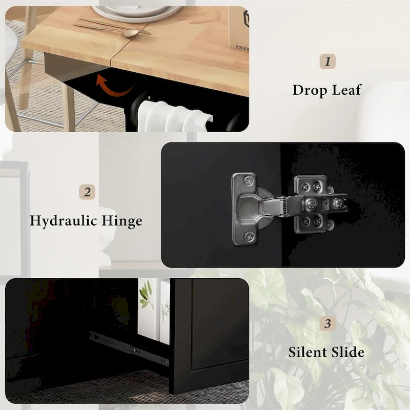 Merax 53.9 Width Rolling Kitchen Cart on Wheels with Drop Leaf