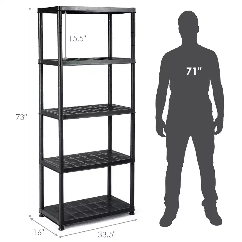 Costway 2 PCS 5-Tier 16.5lbs Ventilated Shelving Rack Free Standing Multi-Use Shelf Unit