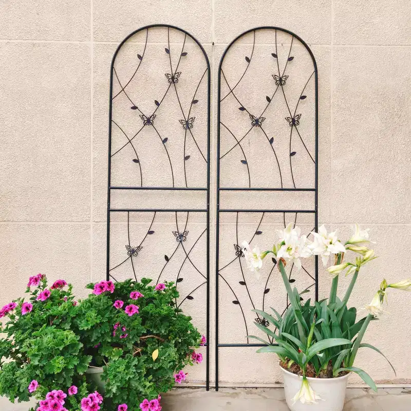 2-Pack 71x19.7in Metal Garden Trellis - Rustproof, Butterfly Decoration Black, for Outdoor Climbing Plants