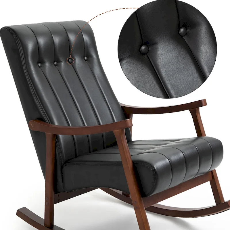 AVAWING Upholstered Rocking Chair ModernHighBackArmchair