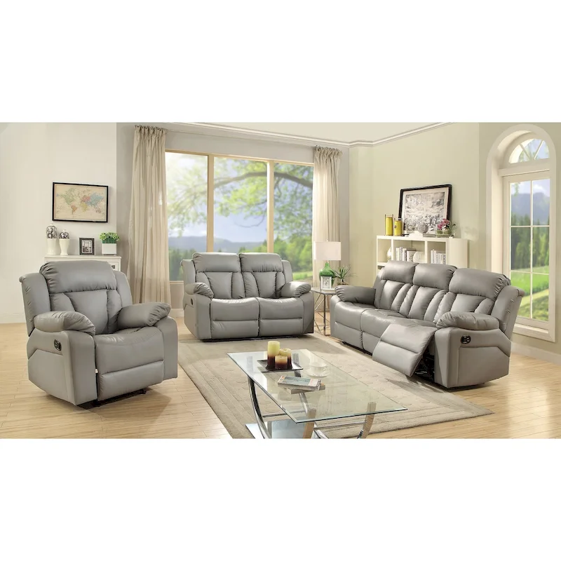 Daria 85 in. W Flared Arm Faux Leather Straight Reclining Sofa - 37L x 85W x 41H