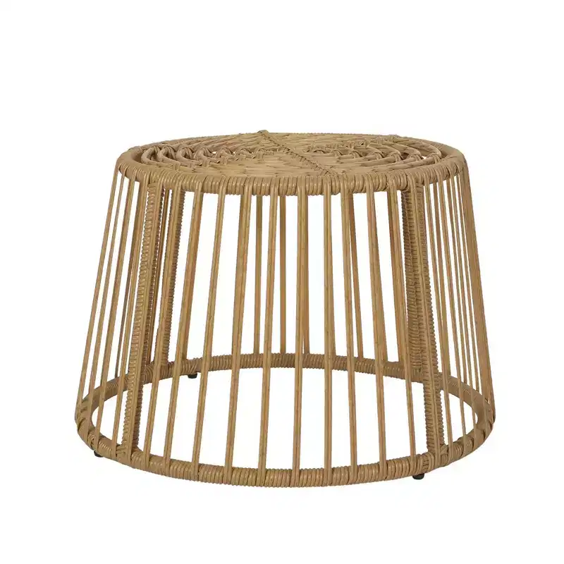Patio Outdoor Side Table, Round Rattan End Table, Bohemia Style Accent Tables, Outdoor Indoor Side Table For Living Room Garden Balcony Yard