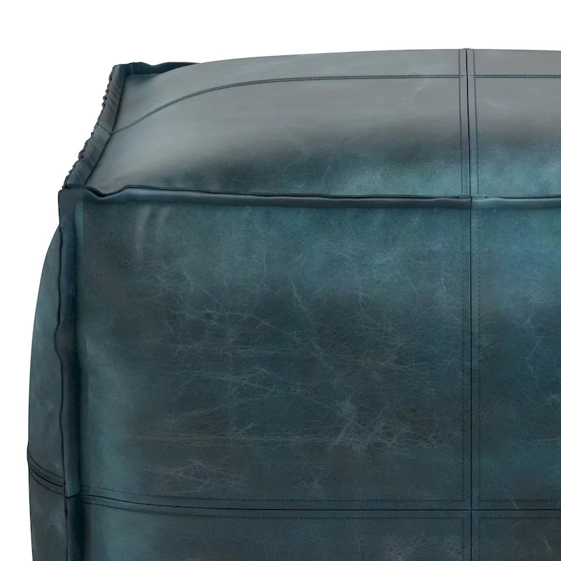 WYNDENHALL Erving Boho Square Pouf in Leather