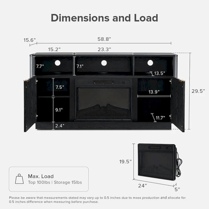 Mopio Brooklyn 59 Electric Fireplace TV Stand