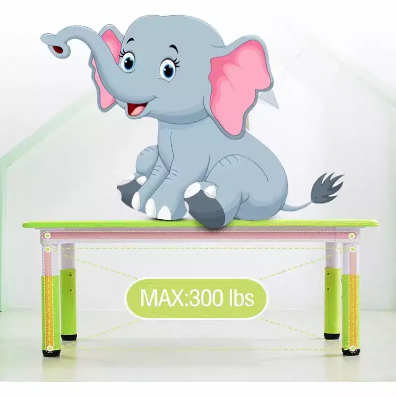 Acekool Kids Table and 6 Chairs Set, Height Adjustable Multi-Activity Table with Graffiti Desktop, Non-Slip, Ages 2-10