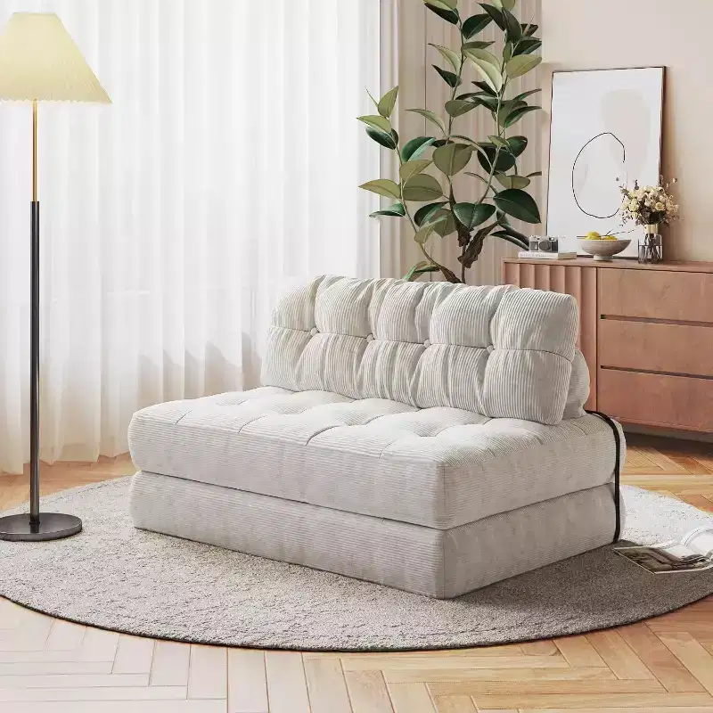 Folding Sofa Bed, Convertible Sleeper Chair with Pillow, Foldable Mattress Back Support, Portable Fold Out Couch, Full