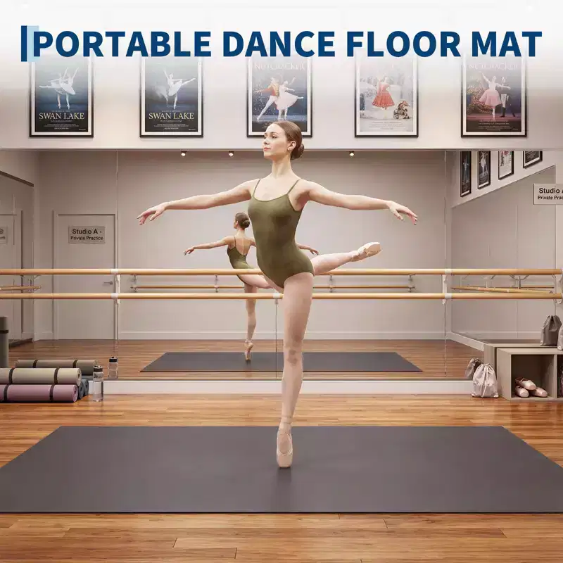 4'x6' Portable PVC Dance Floor Mat, 5mm Thick Non-Slip Scratch-Resistant Dance Mat for Ballet Jazz Tap Yoga Pilates and Home Exercise