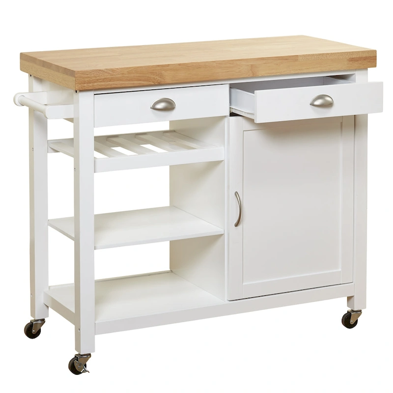 Simple Living Martha Rolling Rubberwood Kitchen Cart