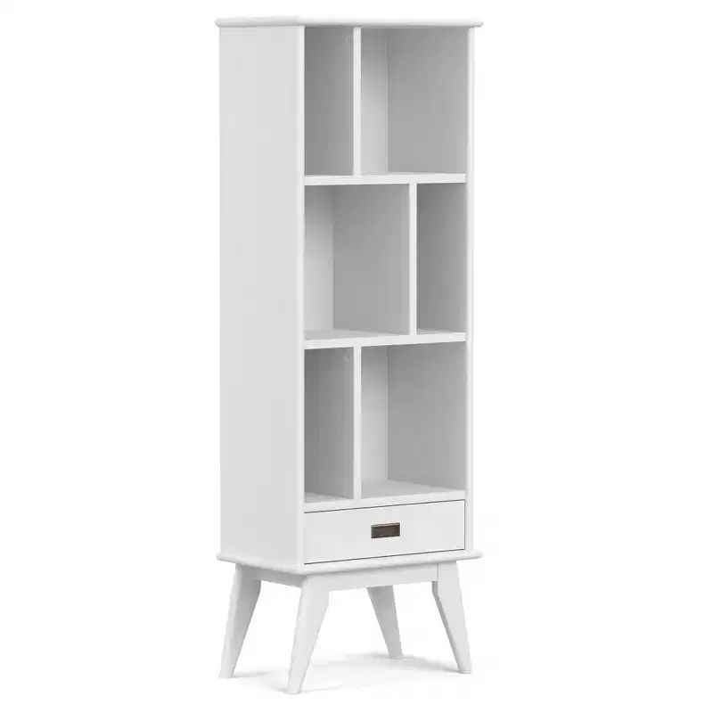 64 x 22 Inch Solid Hardwood Mid-Century Modern Bookcase and Storage Unit