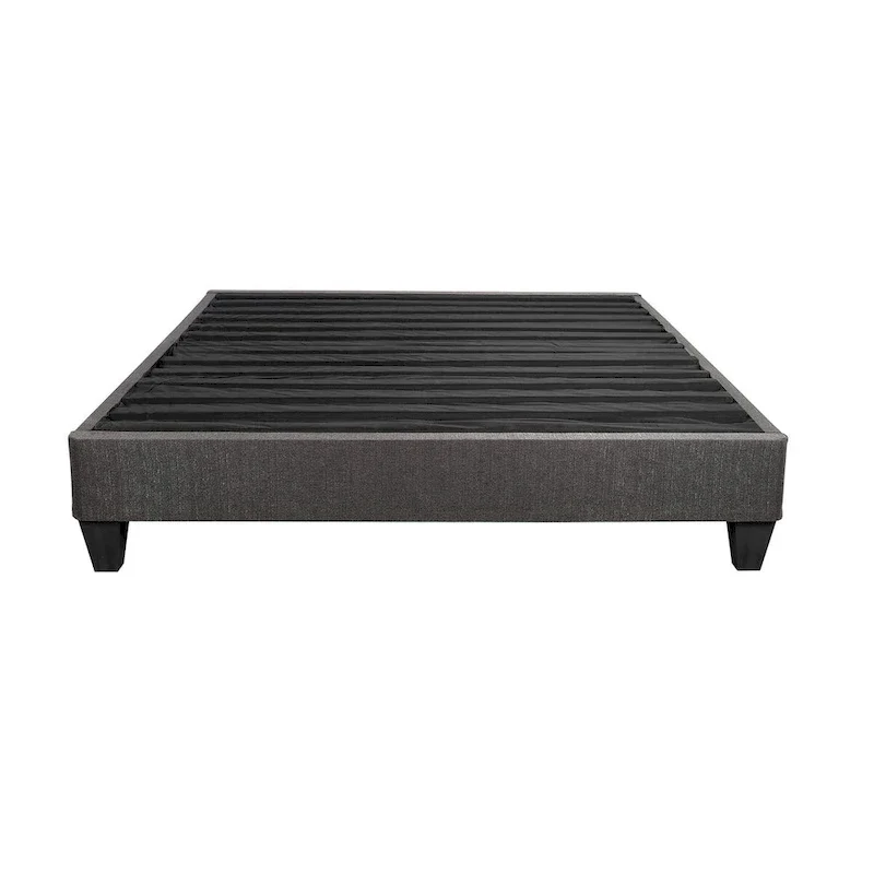 Upholstered Platform Bed Base with Linen Fabric – Dark Gray, 1–2 Person Use