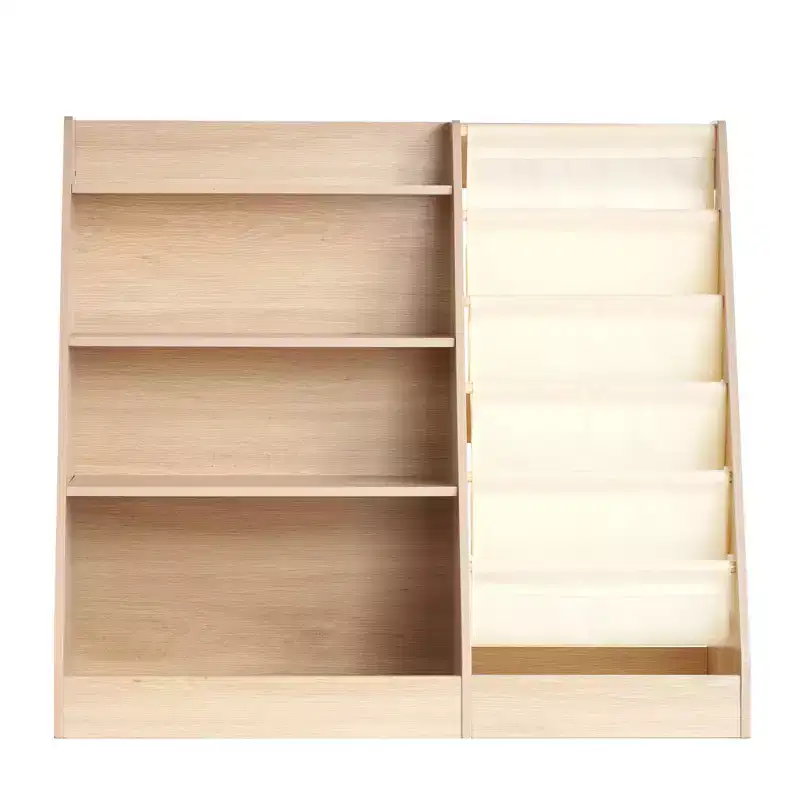 4-Tier Kids Bookshelf and Toy Storage Organizer with 6-Layer Sling Book Rack for Playroom, Nursery, Kindergarten & Bedroom