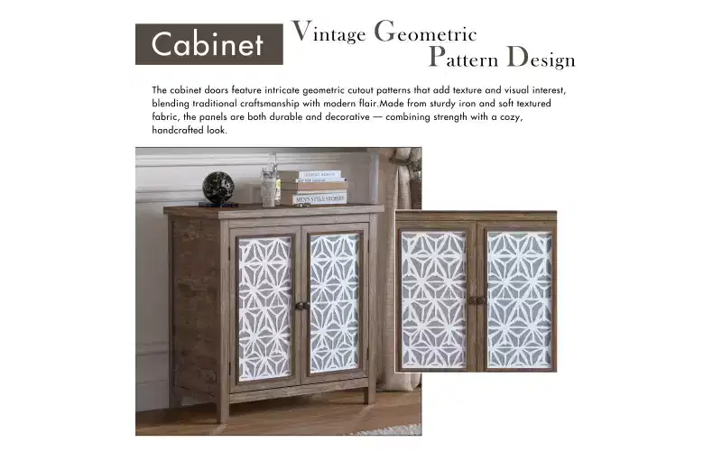 Rustic Solid Wood Storage Cabinet, Vintage Style Organizer for Living Room, Entryway or Family Room