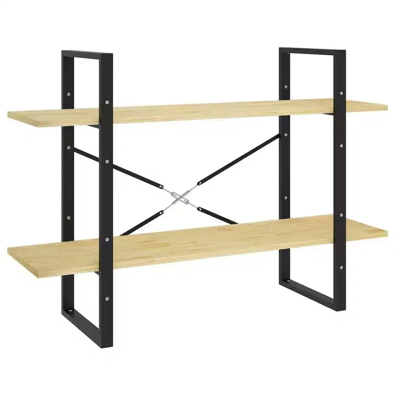 2-Tier Book Cabinet, White Engineered Wood and Metal