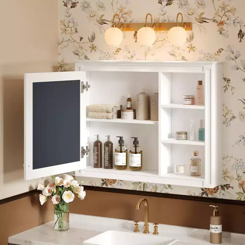 GDFStudio Platt 36 Modern Bathroom Wall Cabinet with Mirror and Adjustable Shelf