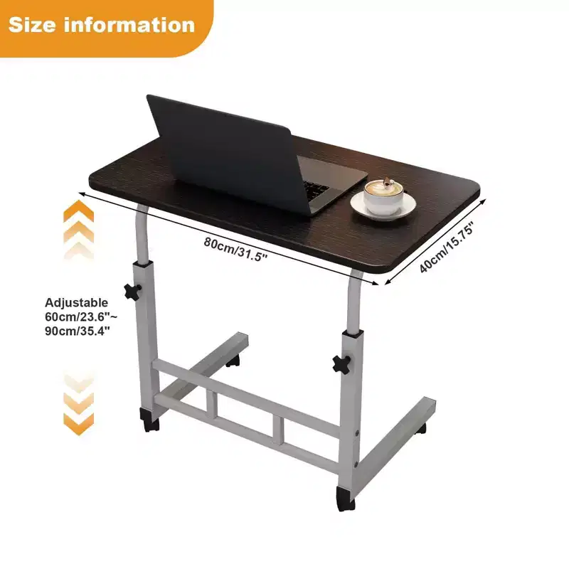 Mobile Computer Desk with Adjustable Height and Wheels