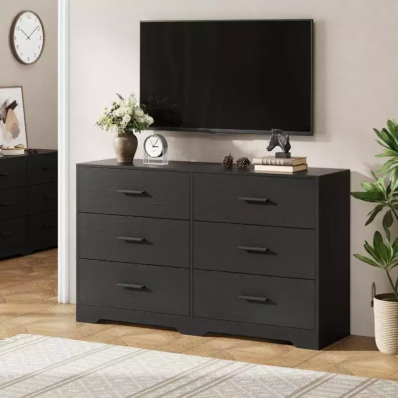 Garvee Dresser for Bedroom with 6 Drawers, Chest of Drawers with Metal Handle, Wooden Cabinet Organizer for Home Office