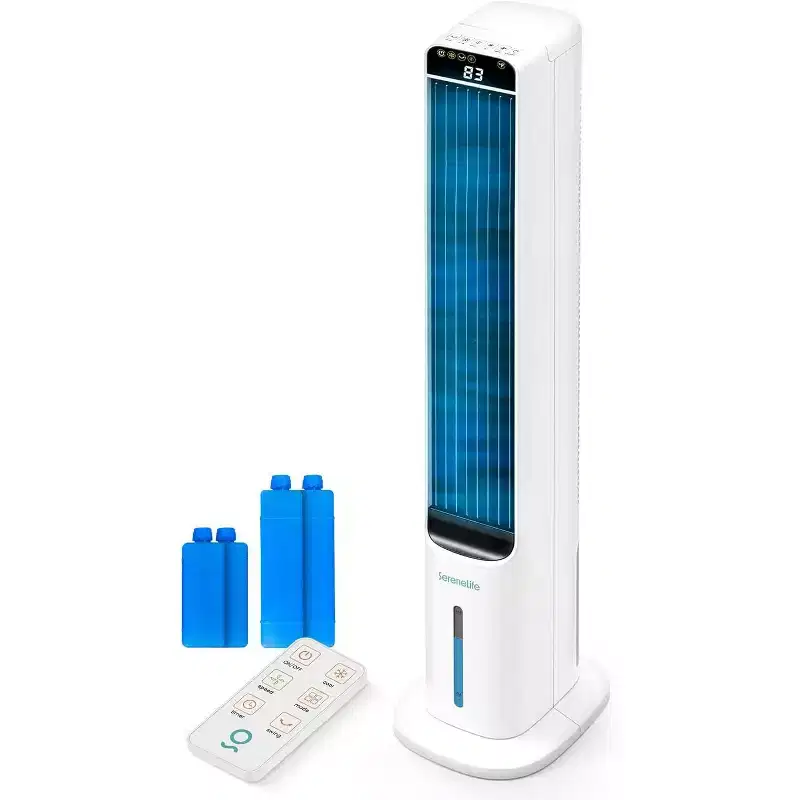 SereneLife Portable Evaporative Air Cooler  5L Detachable Water Tank - White