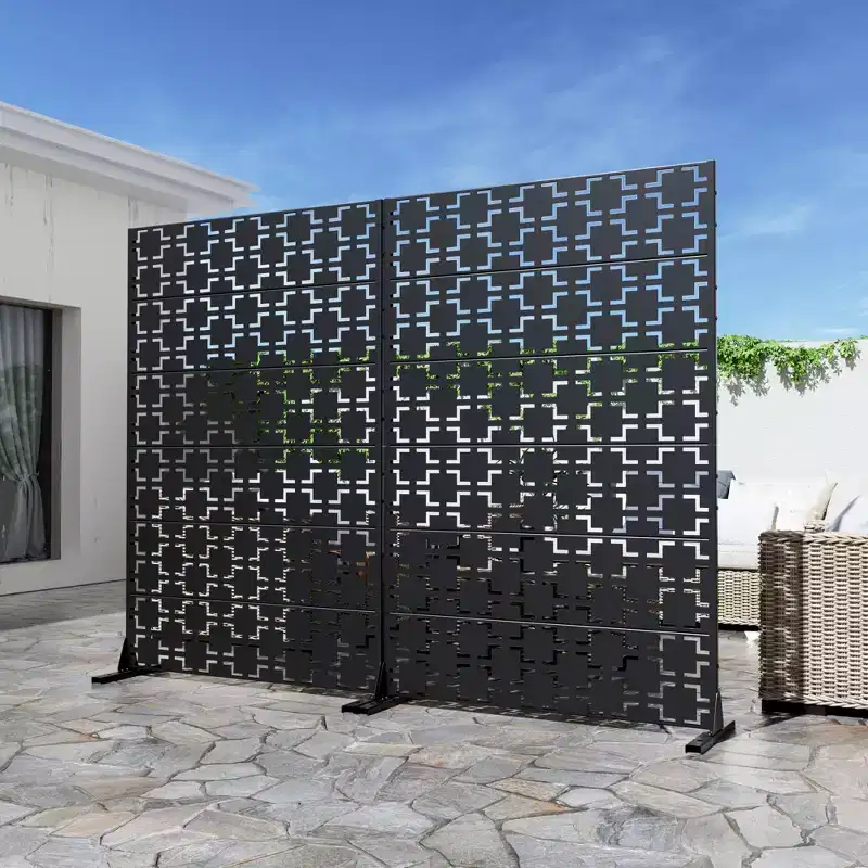 Square 01 Black Galvanized Steel Screen 183x120x40cm (6-Piece Set)