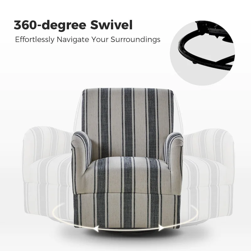 Pancy Traditional Swivel Armchair with Jacobean Strip Pattern by HOLALA HOME