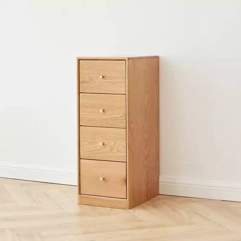 Nightstand with 4 Drawers, Wooden Bedside Table with Storage, Small Dresser Organizer, Freestanding Storage Cabinet for Bedroom Hallway Small Space