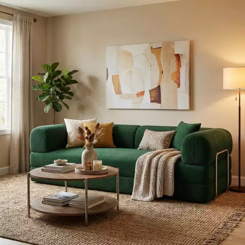 Modern Convertible Sofa Bed with Pull-Out Sleeper, Deep Seat Upholstered Couch for Living Room, Guest Room or Apartment