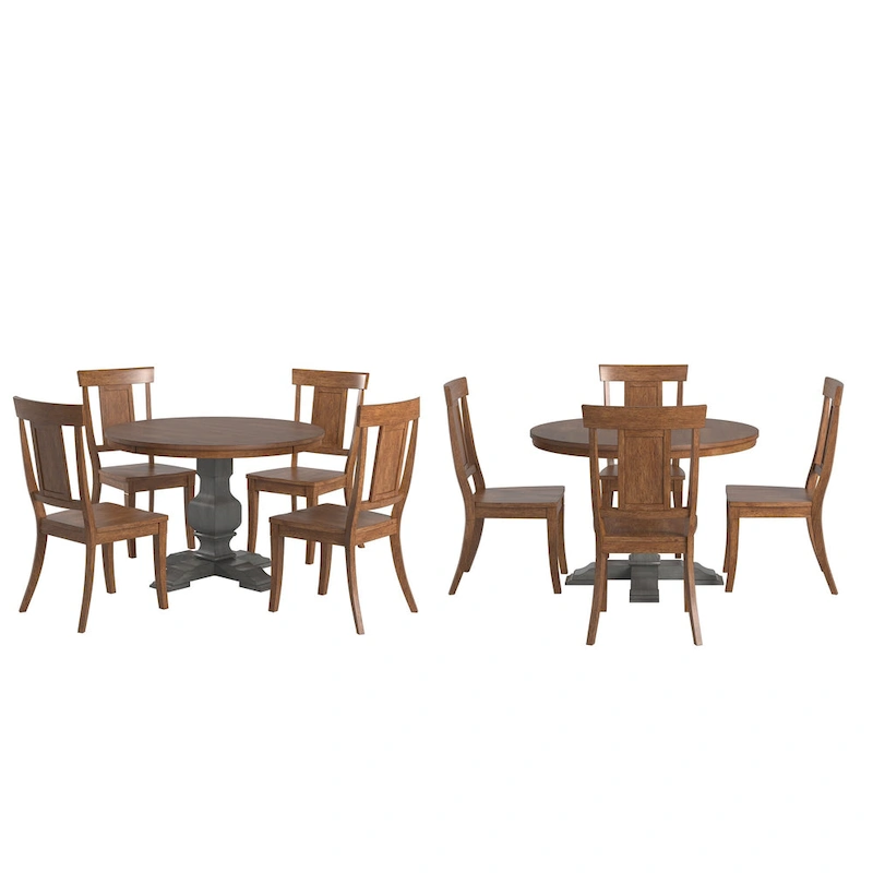 Ronda 45 Round Solid Wood Top Dining Set with Panel Back Chairs