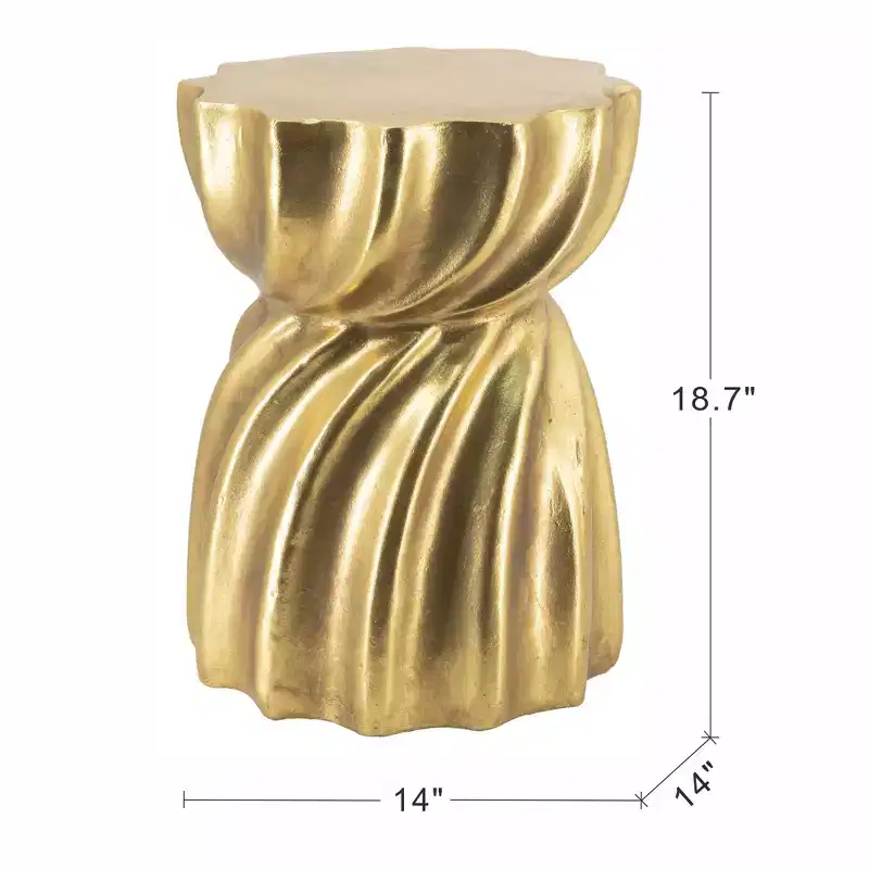 Jimin Modern Lightweight Concrete Accent Stool with Sculptural Swirl Design