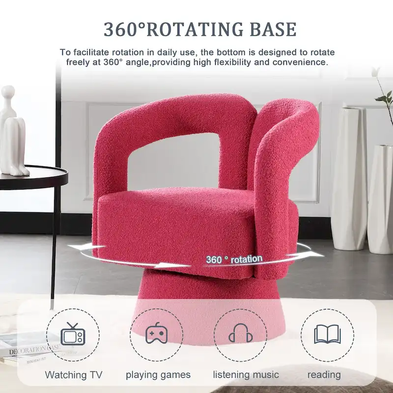 HOMEFUN Boucle Upholstered 360 Degree Swivel Cuddle Barrel Accent Chairs