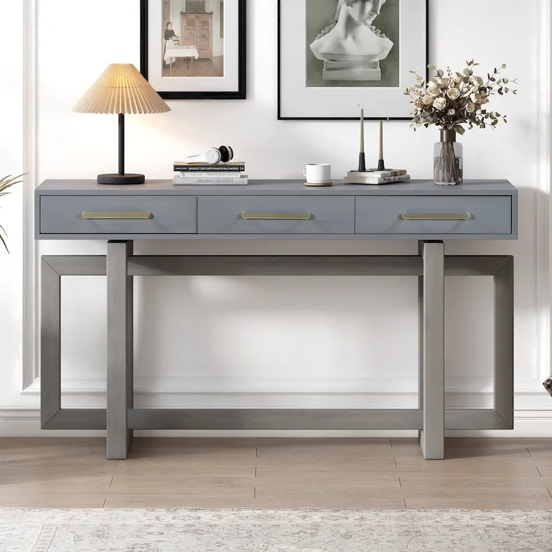 Elegant Console Table with Three Drawers, Extra Long Entryway Table for Entryway, Hallway, Living Room, Foyer
