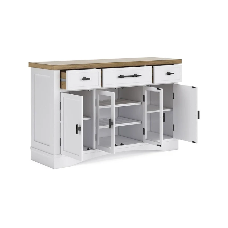 White/Natural Dining Server - 60 W x 19 D x 37 H