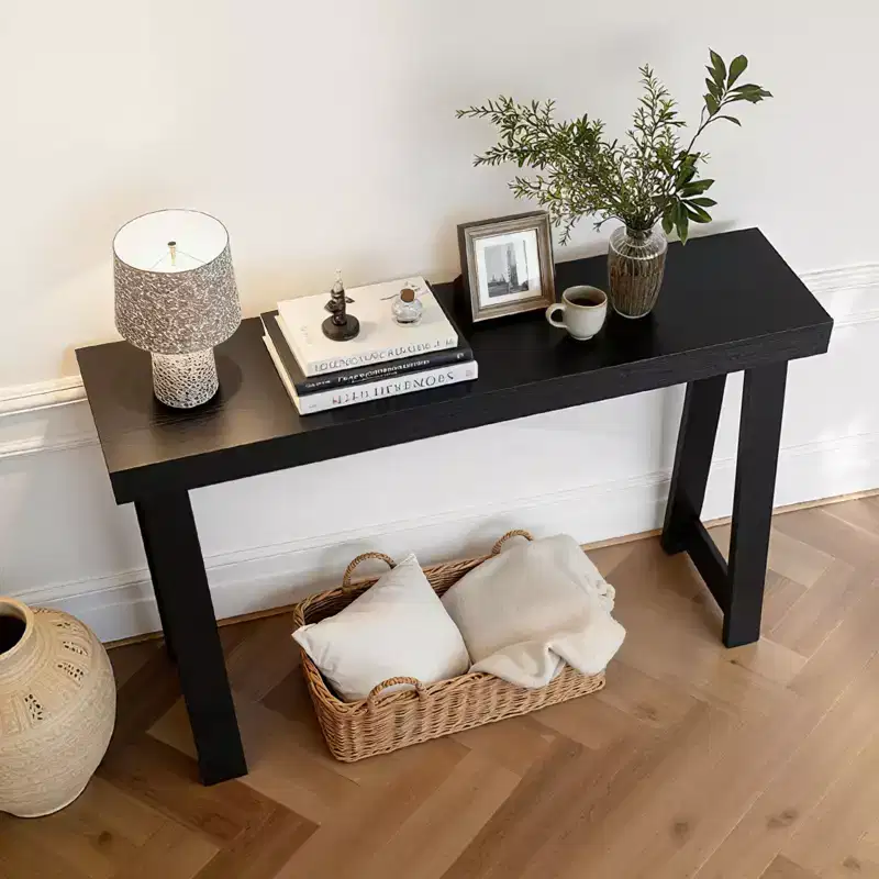 VEVOR 46 in Console Table, Modern Desk Behind the Couch, Wooden Rectangle Entrance Desk, Narrow Long Sofa Table Accent Stand for Hallway, Black